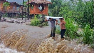 Spinning in the storm. KONG & NHAT helplessly watched their property being swept away by the flood