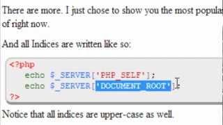 Advanced PHP Tutorial  |  Server Super Global Variables