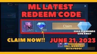 Mobile Legends Redeem Code for June 21 2023 2000 Diamonds Give Away