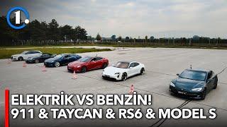 Porsche 911 & Porsche Taycan & Audi RS6 & Tesla Model S | Elektrik vs Benzin! | Drag&Rolling Yarışı