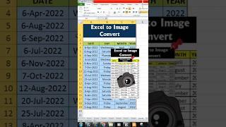 Excel to Image || Excel to Jpg || Excel Smart Tricks #shorts