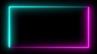 Neon Lights rectangle frame animated loop background, Neon Border video, Free Motion Background  #16