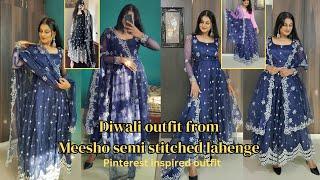 Diwali outfit from Meesho semi-stitched lahenge (Pinterest inspired outfit)