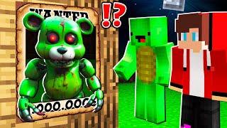 Why Creepy Robot Bear FNAF is WANTED at 3am ? Mikey and JJ vs BEAR.EXE ! - in Minecraft Maizen