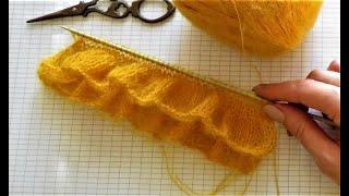 КАК ВЯЗАТЬ РЮШИ ДЛЯ ПАУТИНКИ. рюши спицами. узор для пуловера. модное вязание. kniting