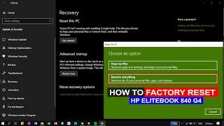 How to FACTORY RESET Windows 10 | HP EliteBook 840 g3, g4 | Remove Everything