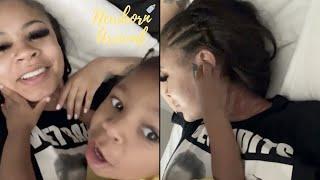 "Why U Got Dis On Yo Face" NBA Youngboy & Arcola's Son Kaell Tries To Pull Mommy's Face Tat Off! 