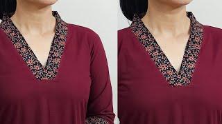 Very Easy V Collar Neck Cutting And Stitching