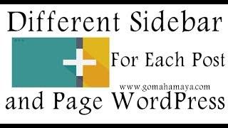Different Sidebar For Different Pages WordPress Plugin