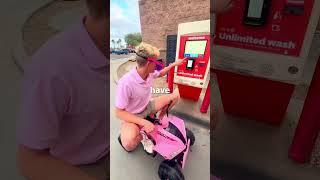 Driving A Mini Car Through A Car Wash  (we are professionals, do not do this)