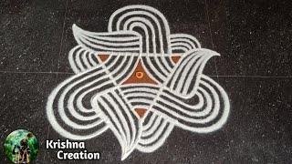 Aadi special padi kolam  5*3 aadivelli simple star kolam  aadiperukku special kolam  Rangoli