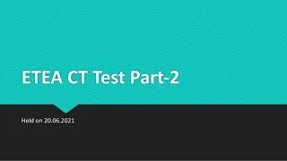 ETEA CT Paper 2021 | Part-2 | Held on 20.06.2021 | Exam Bazaar