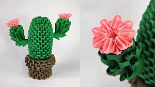 3D Origami CACTUS | How to make a modular cactus