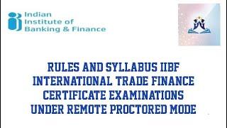 IIBF - Certificate Examination in International Trade Finance - Rules & Syllabus