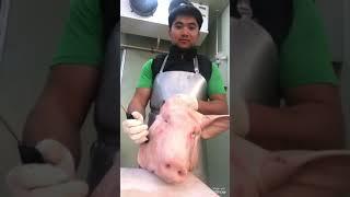 How to debone pig head