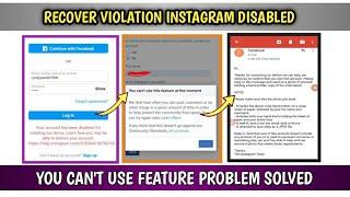 How To Reactivate Instagram Violations  Disabled Account | You Can't Use This Feature At Moment 2021