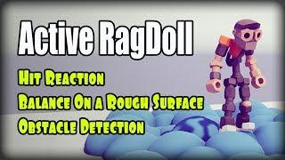 Active ragdoll in Unity, Hit Reaction, Balance On a Rough Surface, Obstacle Detection