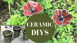 MAKE CUTE FLOWERS IN CLAY FOR YOUR HOME AND GARDEN - TEXTURED TEA MUGS - CERAMIC DIYS