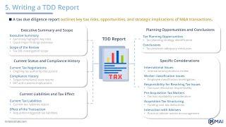  How To Write a Tax Due Diligence Report⭐ from Online M&A Courses of "mnainstitute.com"