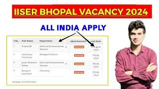 IISER BHOPAL RECRUITMENT 2024 - INDIAN INSTITUTE OF SCIENCE EDUCATION AND RESEARCH  VACANCY 2024