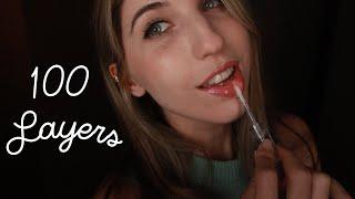 100 Layers of Lipgloss + Gum Chewing  (ASMR)