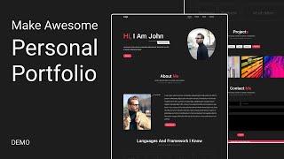 How to make personal portfolio with HTML, CSS and JS | Working Contact Form NodeJS