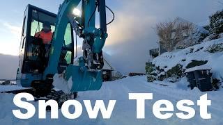 Testing the new mini excavator on snow