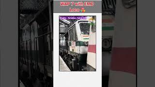 WAP7 with EMD Locomotive  #shorts #indianrailways #railway #trains #lhb #wdp #wap7 #power #icf