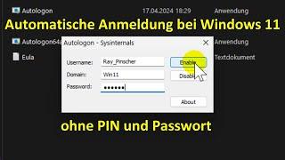 Windows 11: Automatische Anmeldung ohne Kennwort oder PIN mit Autologon