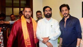 Salman and Shah Rukh with theChief Minister Eknath Shinde at his residence for Ganpati celebrations!