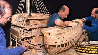 Naval model making piece by piece. Months and years to build model boats by hand