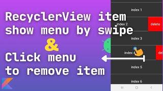 swipe to show delete button Android Recyclerview Kotlin | Recyclerview item swipe to show button