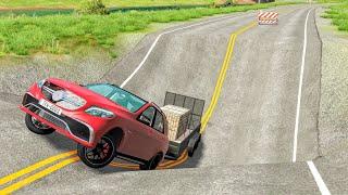 Cars vs Massive Potholes - BeamNG.Drive