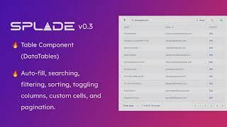 Laravel Splade - Table Component (DataTables auto-fill, search, sorting, pagination, and more!)