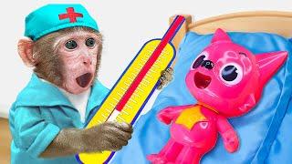 KiKi Monkey unboxing Pinkfong Doctor Toys Playset to Take Care of Baby Got Sick | KUDO ANIMAL KIKI