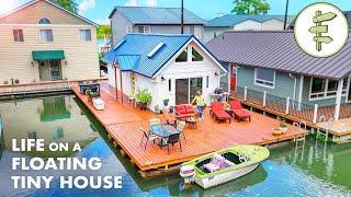 Woman Living in a Beautiful Floating Tiny House – Full Tour & How It Works