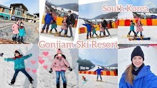 First Time Ski Experience Snowboarding in Gonjiam Ski Resort South Korea