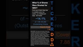 $GEO Short Interest for the 2 week period ending on  31 Oct 2023 #GEO #shortinterest #usstock