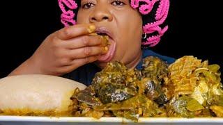 Cook and eat with me Asmr mukbang Oha soup and casava fufu Nigerian food  sound eating