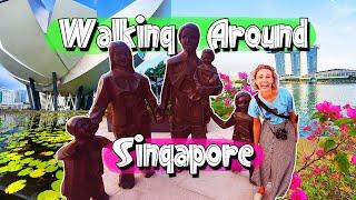 Walking Around The Entire Singapore Bay! Merlion, Marina Bay Sand, Helix Bridge