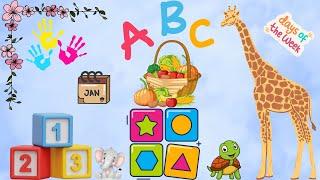 Learning Video for Kids | Numbers, Alphabets, Animals, Vegetables, Shapes, Colors, Days & Months!