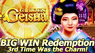 Redemption! BIG WIN Bonus in Golden Geisha Slot! 3rd Time Was The Charm at the Palms in Las Vegas!