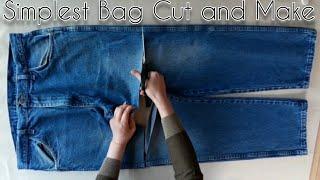 Simplest denim bag cut and make | bag from jeans | easy two—step bag