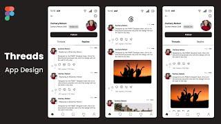 Threads App UI Design in Figma step by step UI/UX Design + Link