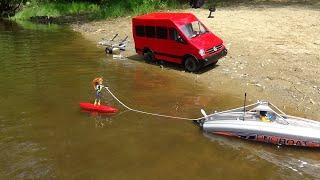 Rc WAKEBOARDING,rc boat launch,rc scale truck 4x4 MERCEDES-BENZ.
