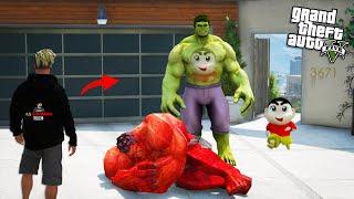 Franklin Become Hulk | Green Hulk Vs Red Hulk Epic Fight | Shinchan In Gta5.! (Gta5 Mods)