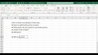 Day183 Add Bullet Points to Excel