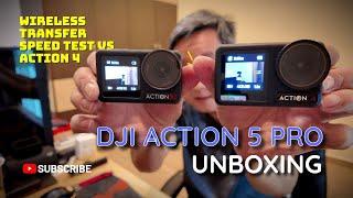 DJI Action 5 Pro Unboxing & Wireless Transfer Speed vs Action 4 Test