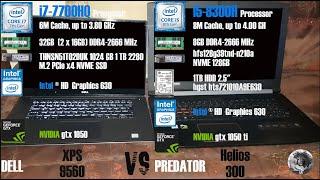 DELL XPS 9560 VS PREDATOR HELIO 300 i7-7700HQ  VS i5-8300H #computer#boot#start #speedtest #booting