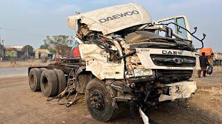 Heavy Duty Truck Met With on Accident on the Road We Repaired the Truck to Run Again on the Road.